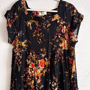 NATURAL LIFE Black Maxi Dress with Floral Design